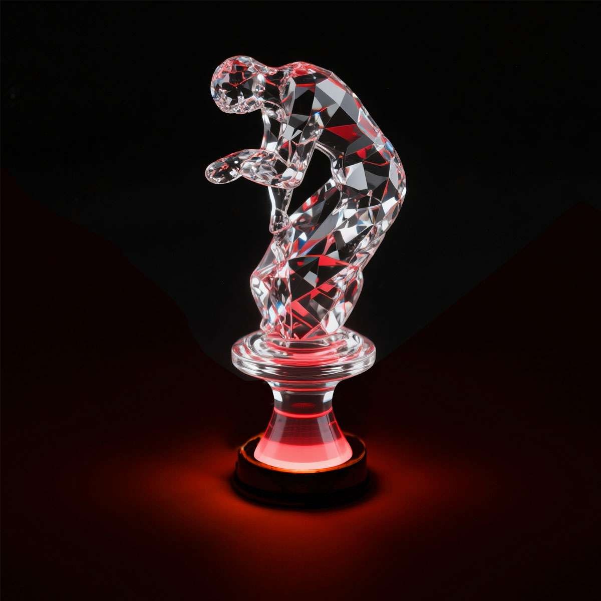 LED Light Display Base Stand Seven Color Lamp Holder Crystal Glass Art Figurinm