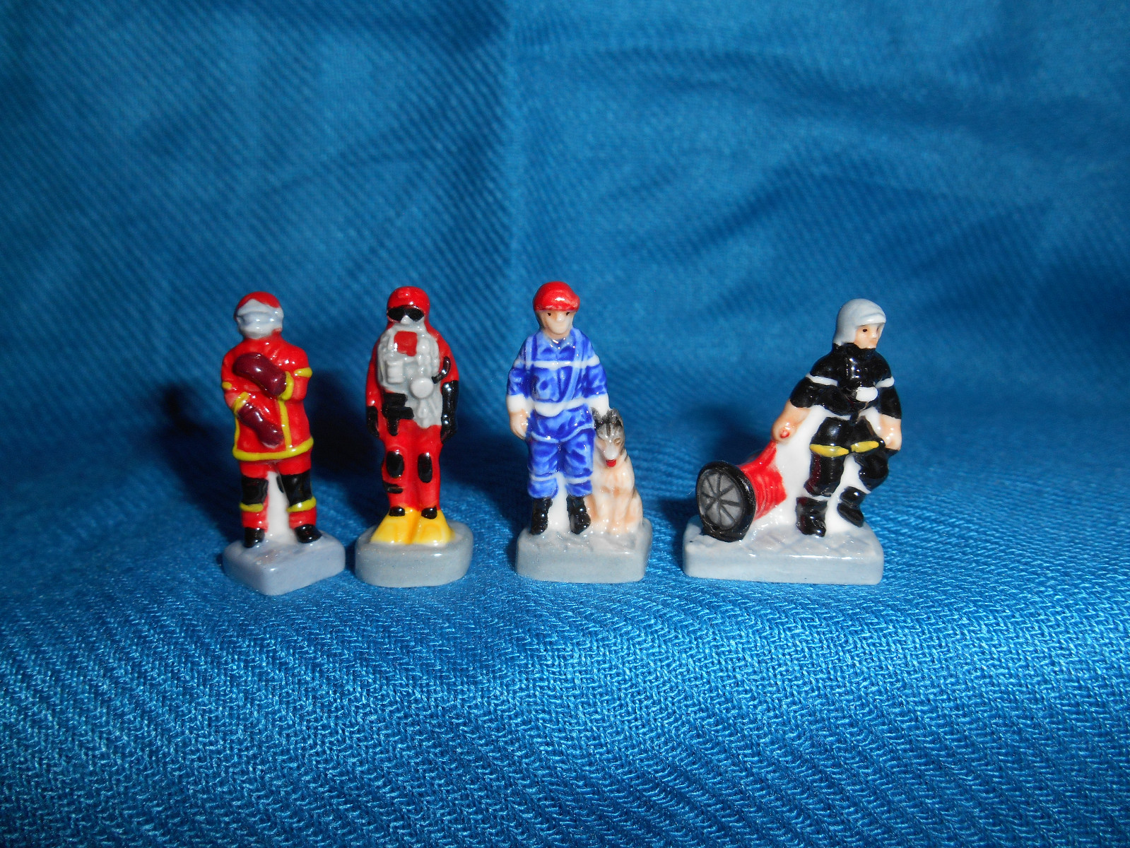 FRENCH FIREFIGHTING Set of 10 Porcelain FEVES Figures FIREFIGHTERS Fire Fighters