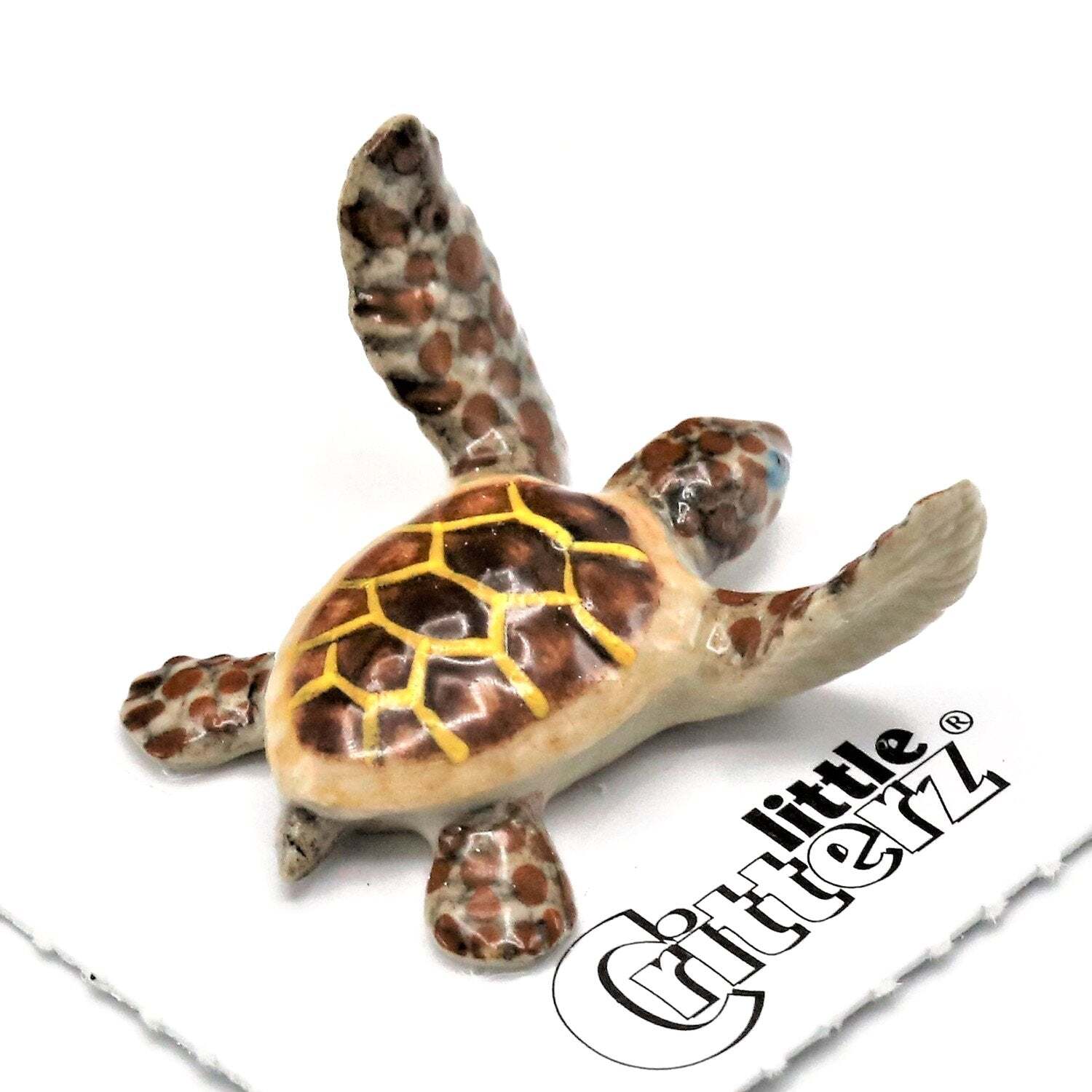 Little Critterz Sea Turtle “Captain Deep” Reptile – Miniature Porcelain Figurine