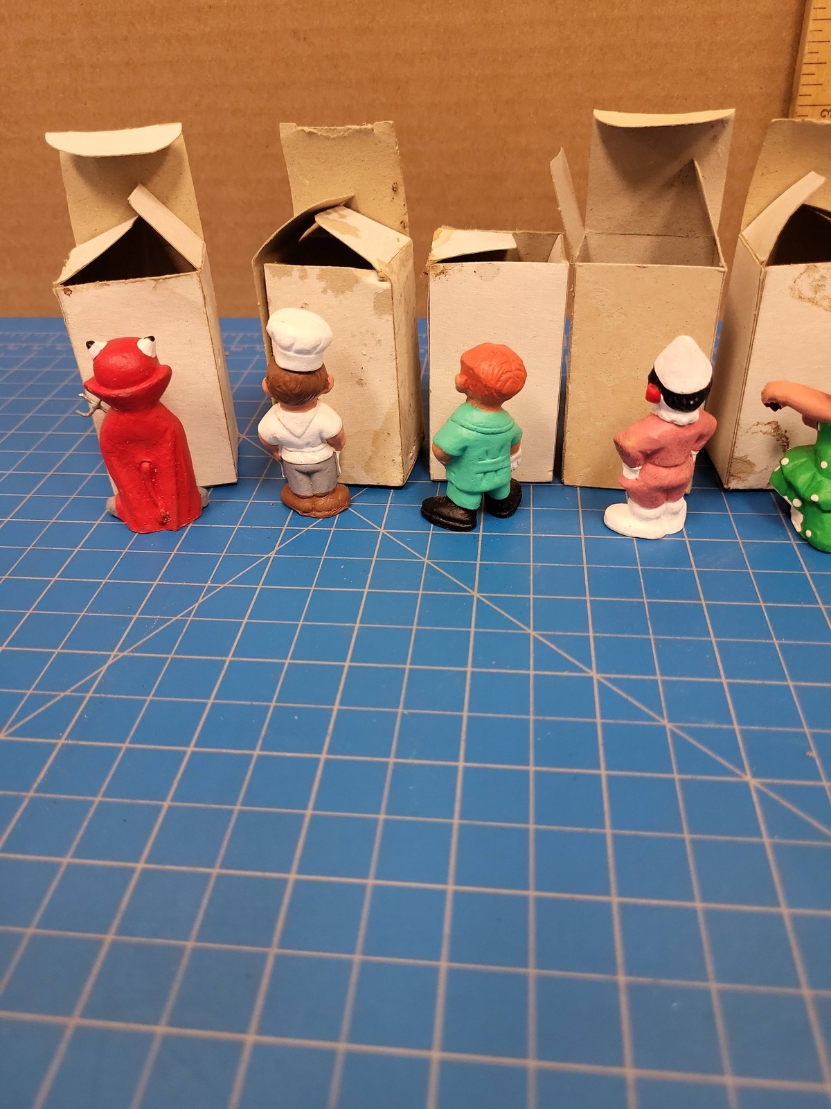 Vintage Miniature Character Figurines Set 8 Original Boxes Resin Decor 3 inch