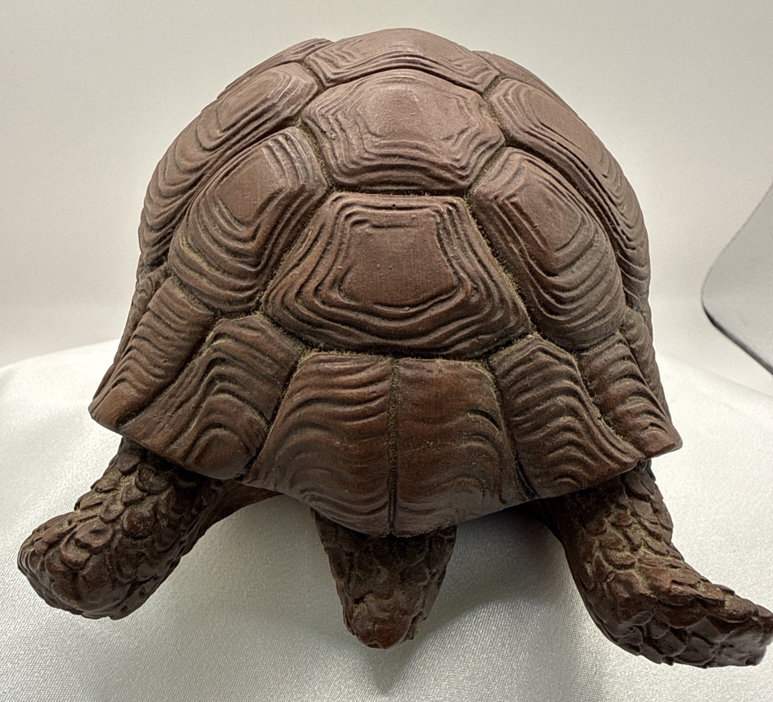 Vintage Red Mill Turtle Figurine Carved Faux Wood Brown Handcrafted USA Signed