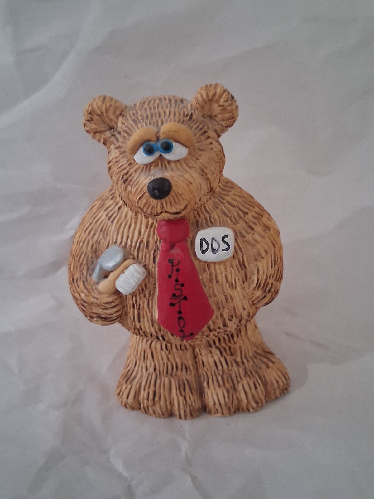 Handcrafted Dentist Bear Figurine with Toothbrush & DDS Tag
