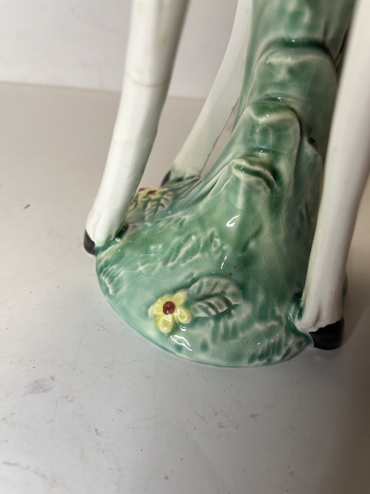 Rare Vintage Kitsch White Fawn Deer Made In Japan Figurine Pair Anamorphic