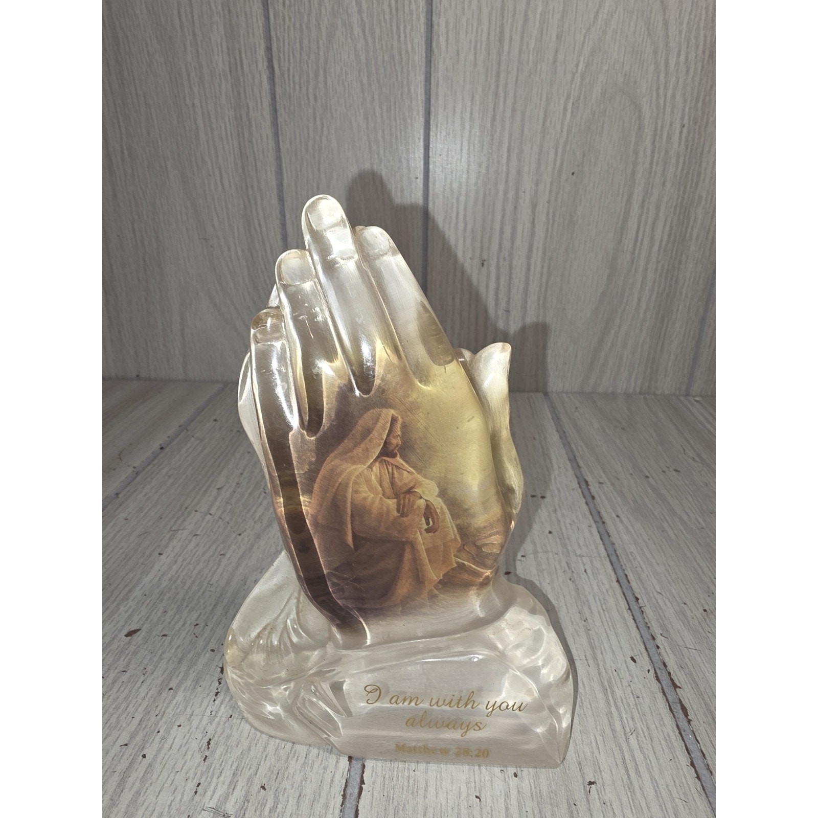 Bradford Exchange Acrylic Praying Hands I Am With You Bible Verse 2008 Religious