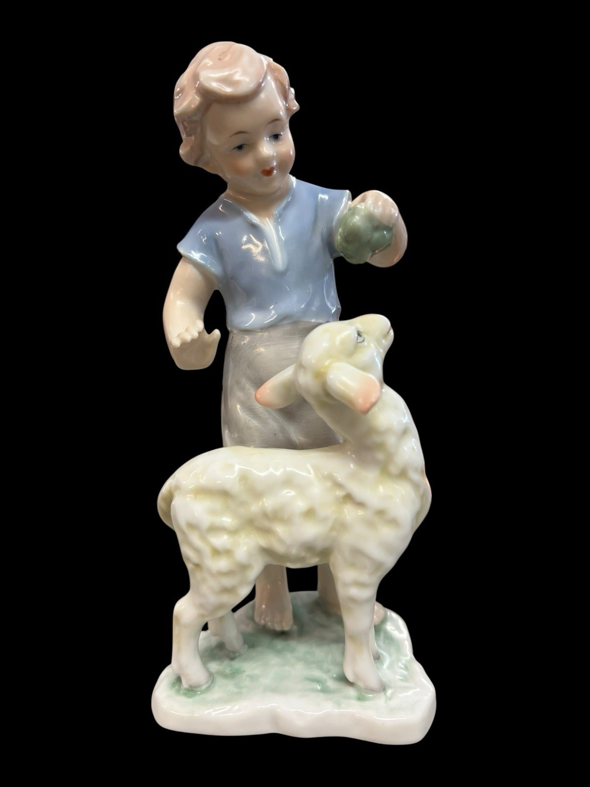 Vintage Blue Danube Porcelain “Lamb & Child Boy” 6-1/2” Figurine