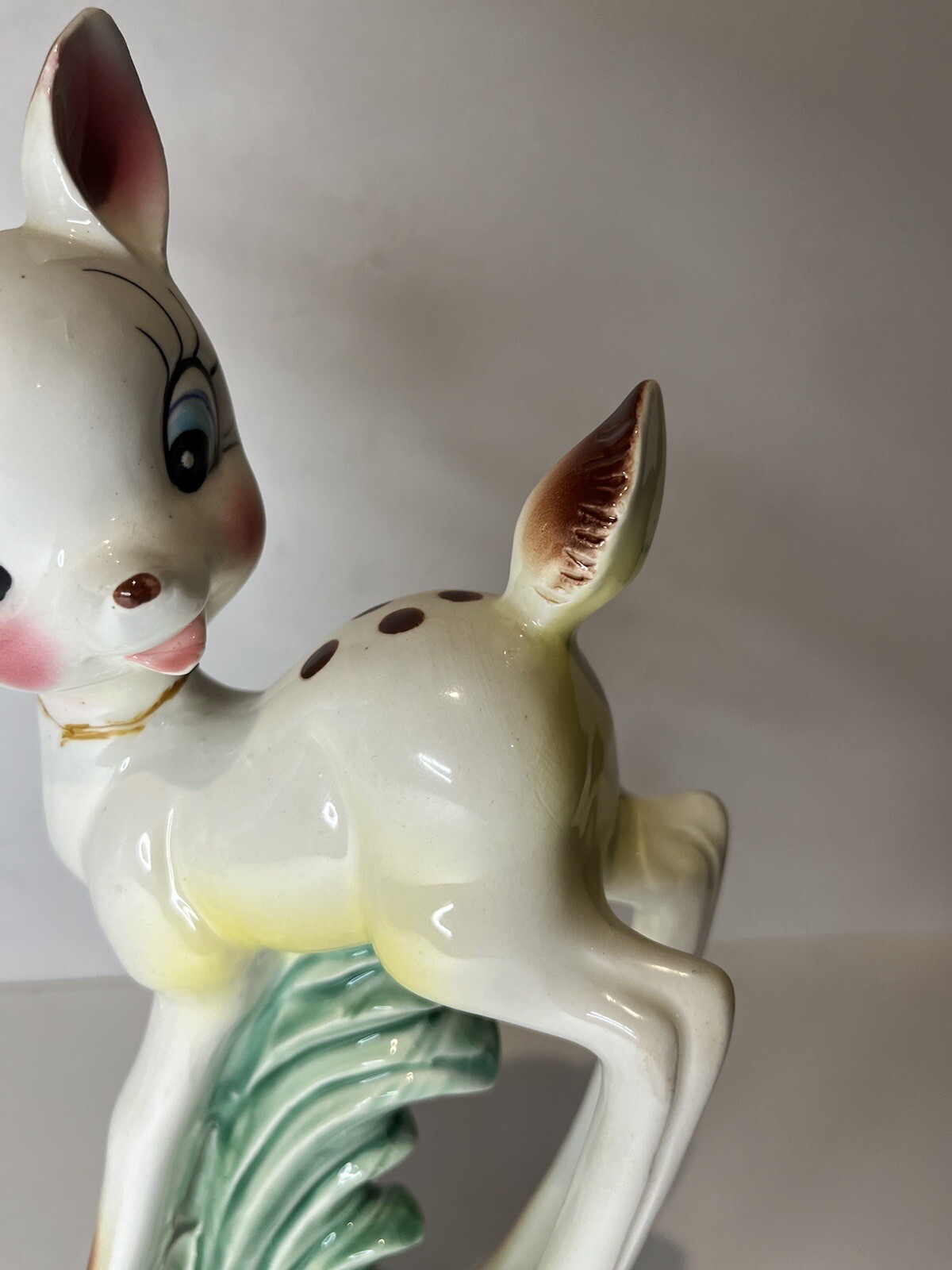 Rare Vintage Kitsch White Fawn Deer Made In Japan Figurine Pair Anamorphic
