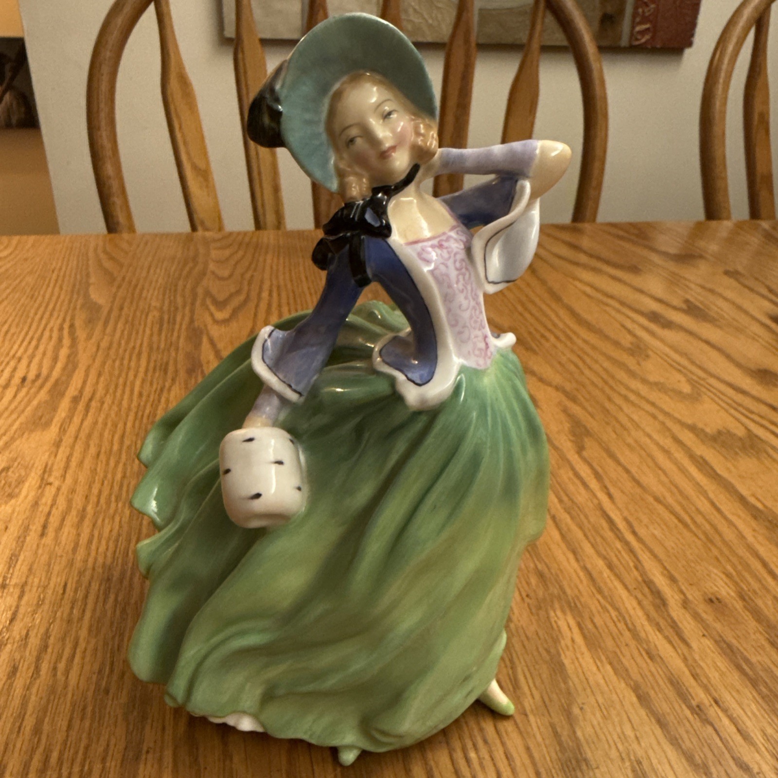 Royal Doulton Autumn Breezes Figurine Green and Blue Dress