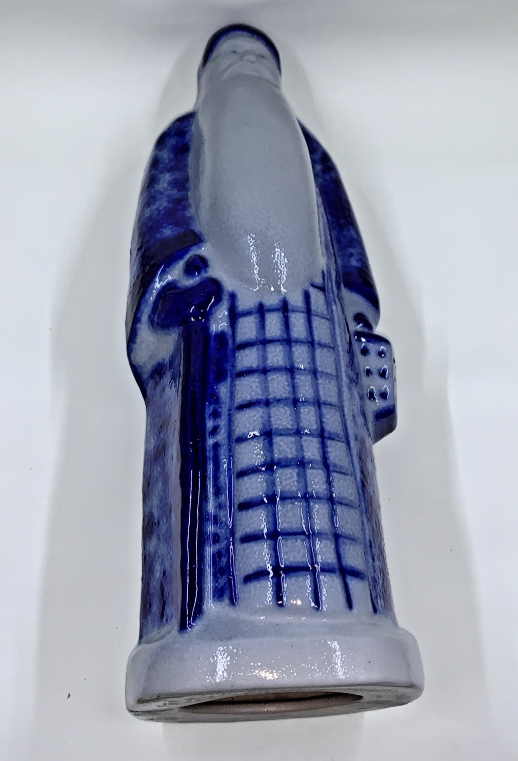 Eldreth Pottery Salt Glazed Santa Lantern Cobalt Blue Folk Art Stoneware 1992