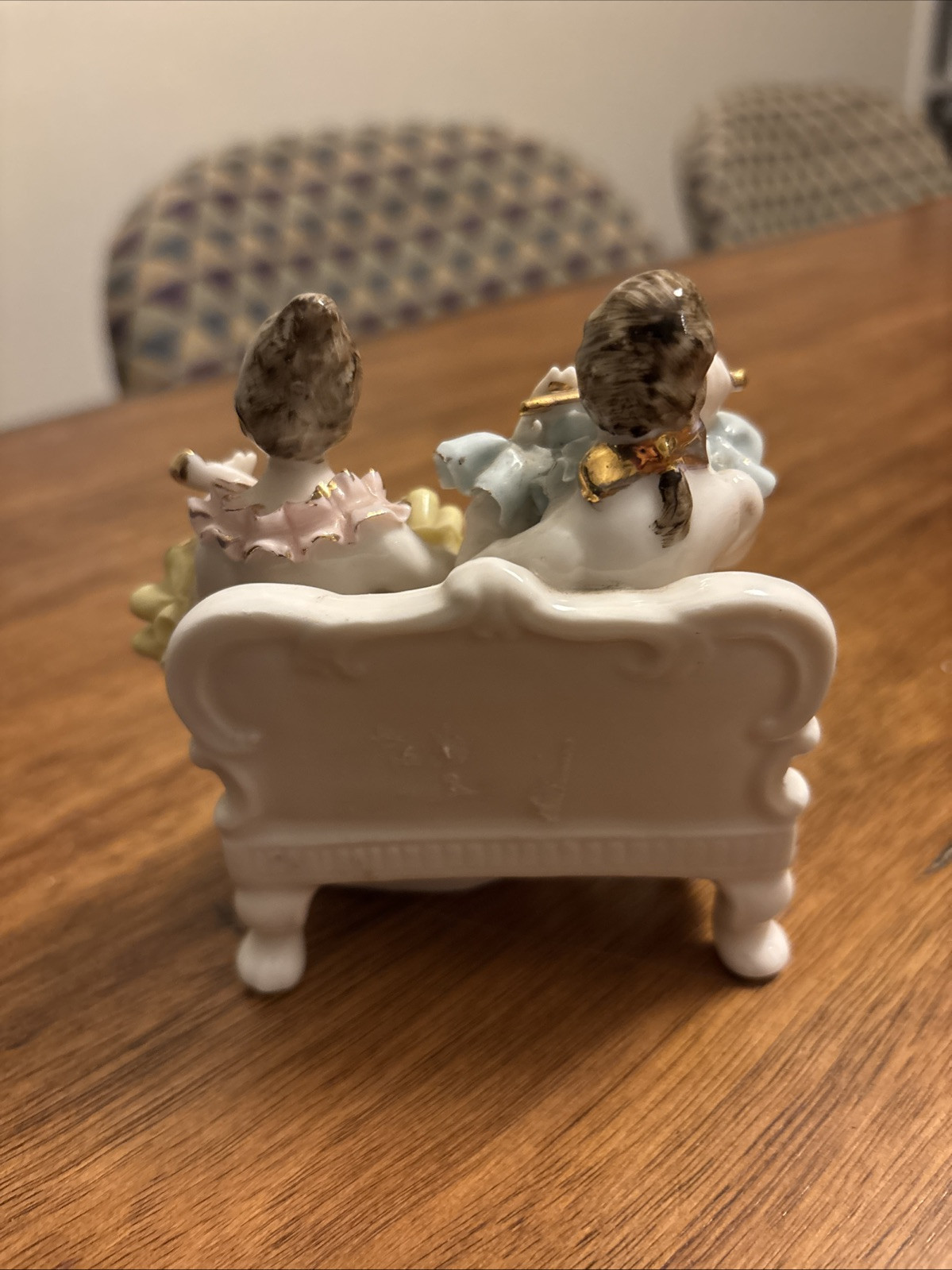 Vintage Staffordshire Porcelain Victorian Musical Instrument Lovers Figurine