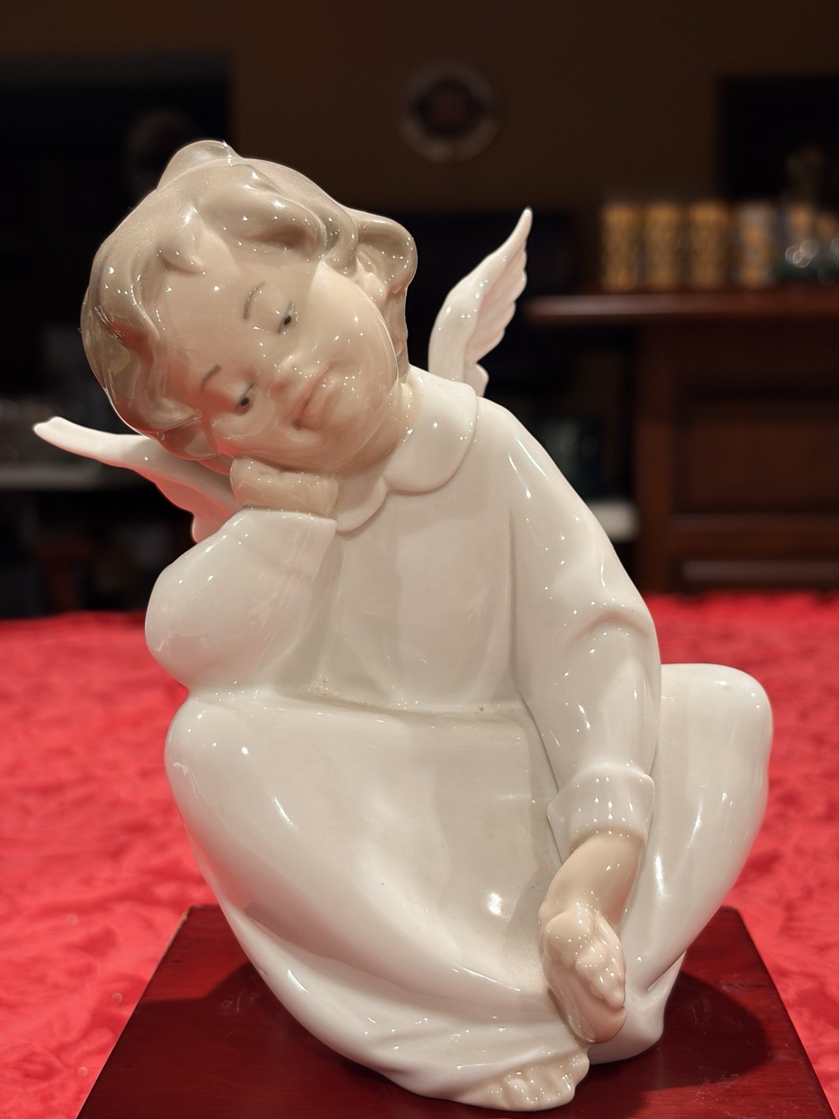 Vintage Lladro #4961 “Angel Dreaming” Cherub Porcelain Figurine Retired Ex Con