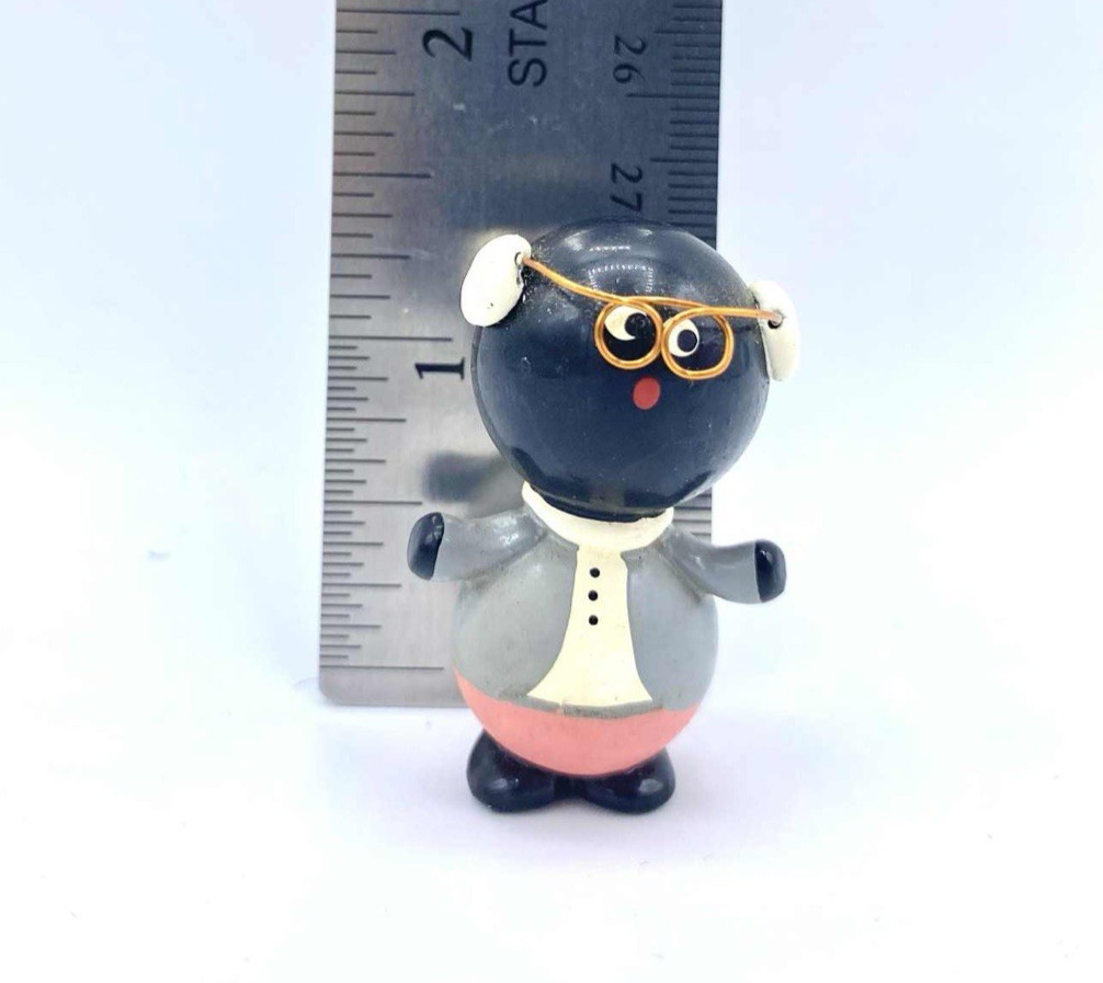 Brushart Marbles Man with Glasses Black Gray Pink Adorable Handmade in Chile