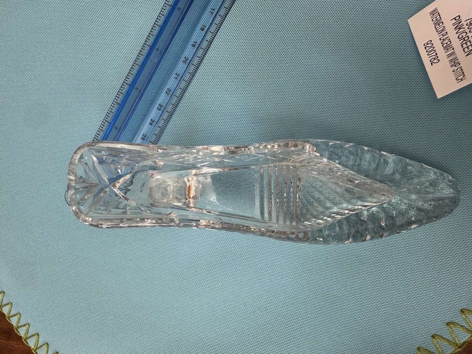 Vintage Crystal Cut Clear Glass “Star Of David” Shoe Snack Or Trinket Dish