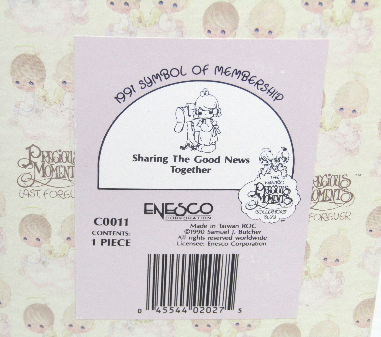 Vintage 1990, Enesco Precious Moments, “Sharing the Good News Together”.