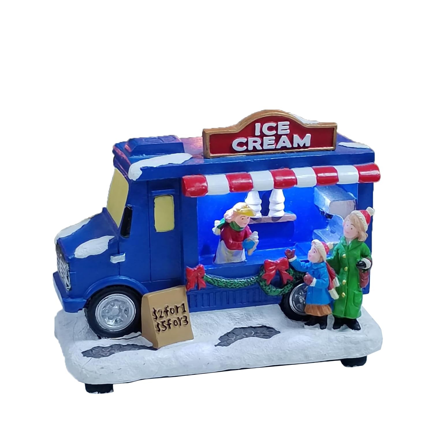 Ice Cream Food Truck Christmas Village Figurine 4.13”H LED Lighted Holiday De…