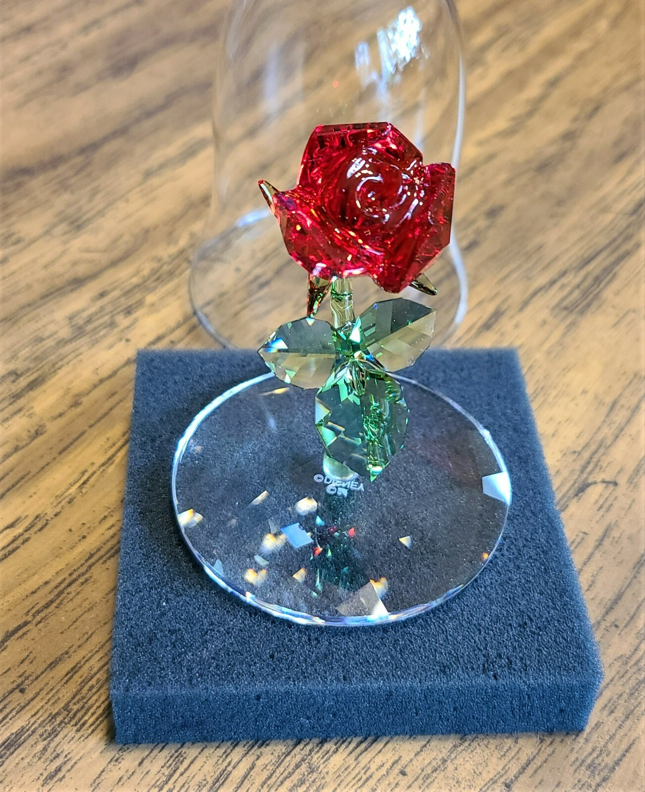 🌹Swarovski Crystal Disney Beauty & Beast Enchanted Rose Figurine, Bell Jar, NIB