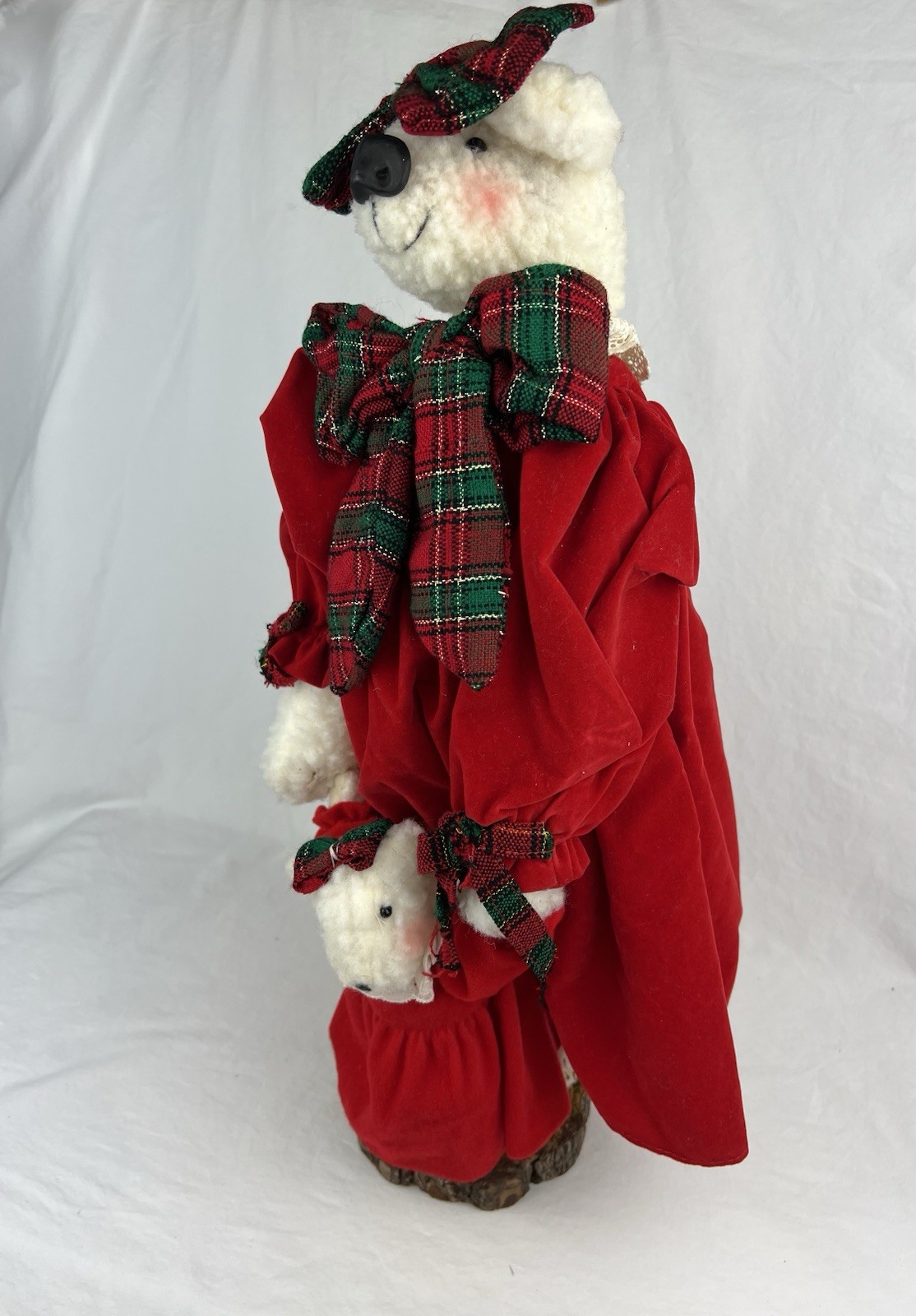 Vintage Silvestri Mama Bear and Baby Bear Folk Art Christmas Holiday Wood Base