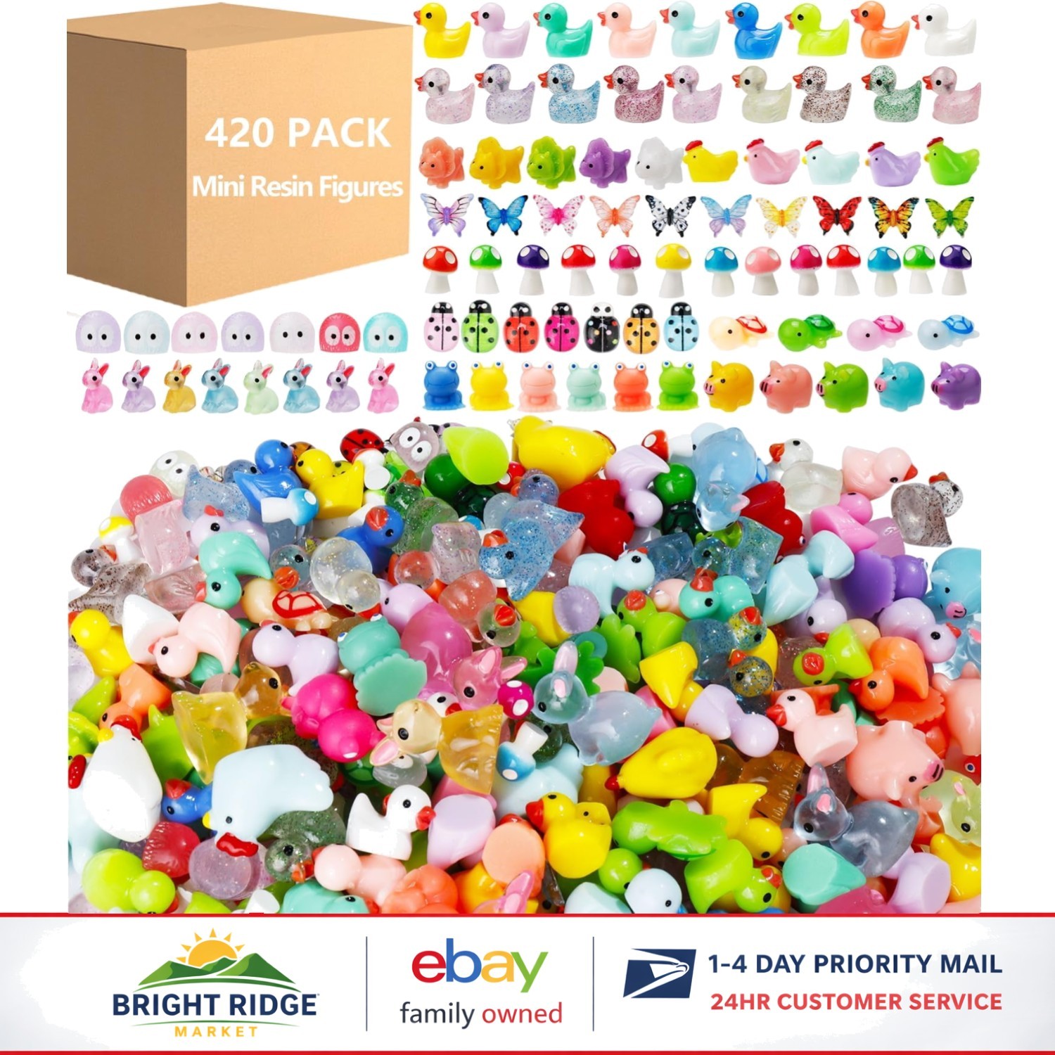 Colorful Mini Resin Animal Collection, 420 Pcs for Birthday and Festival Gifts