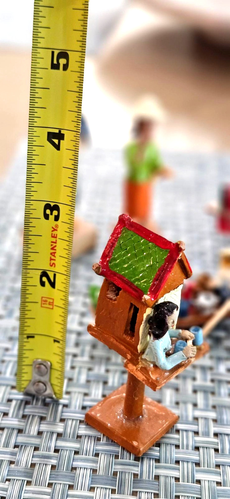 Mixed Lot of 7 VTG Asian Miniature Figurines Wood/Resin Village Life Scenes MCM