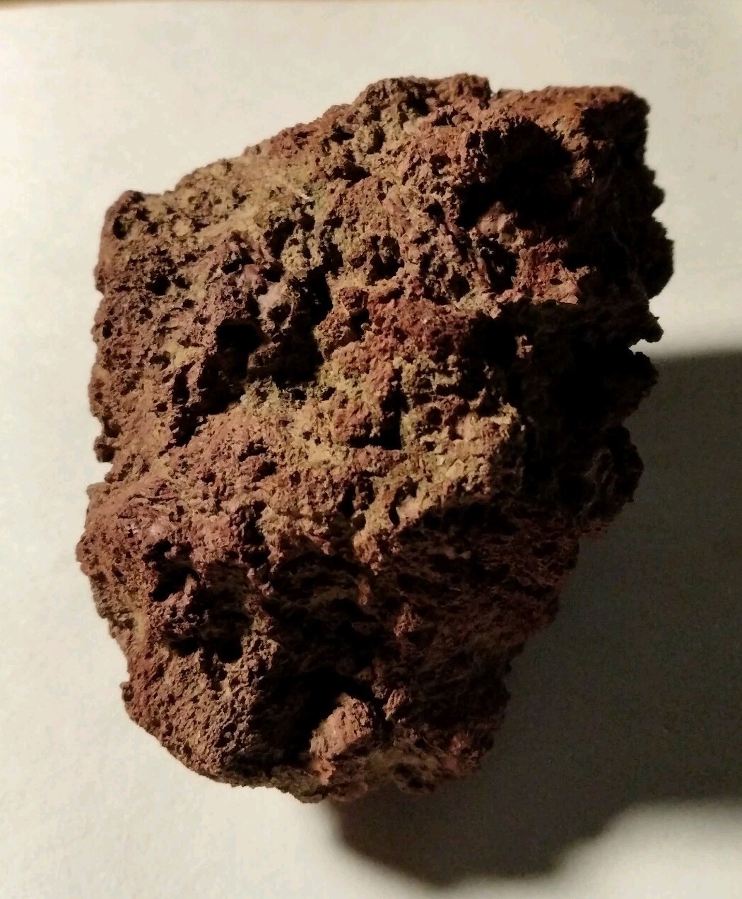 Prehistoric Paleo-American, small, red lava, rock art sculpture multi tool.