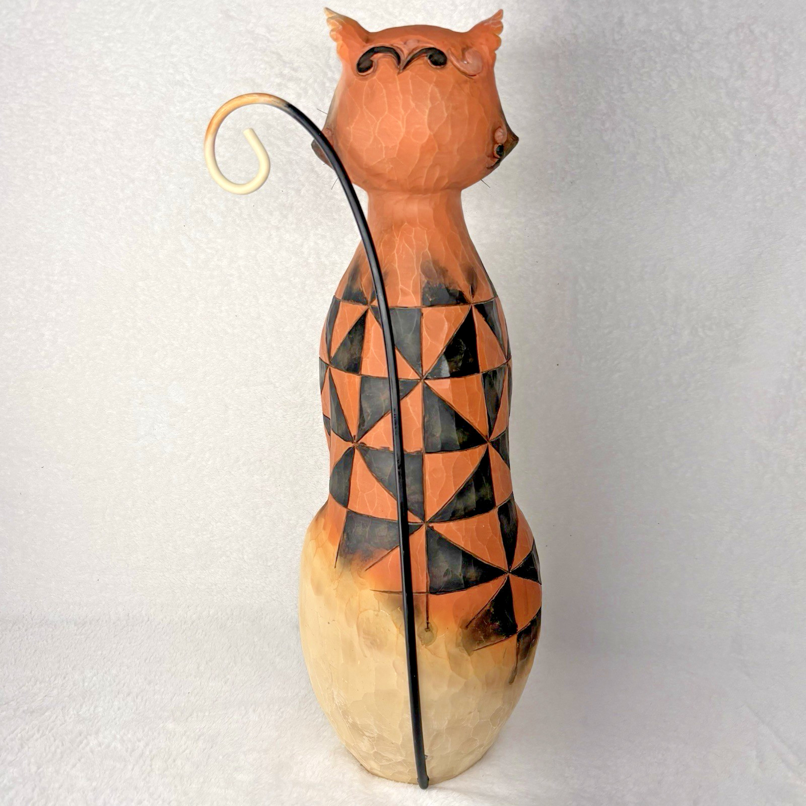 Jim Shore Checkered Cat Garden Sculpture Heartwood Creek 19″ Tall Statue 4016375
