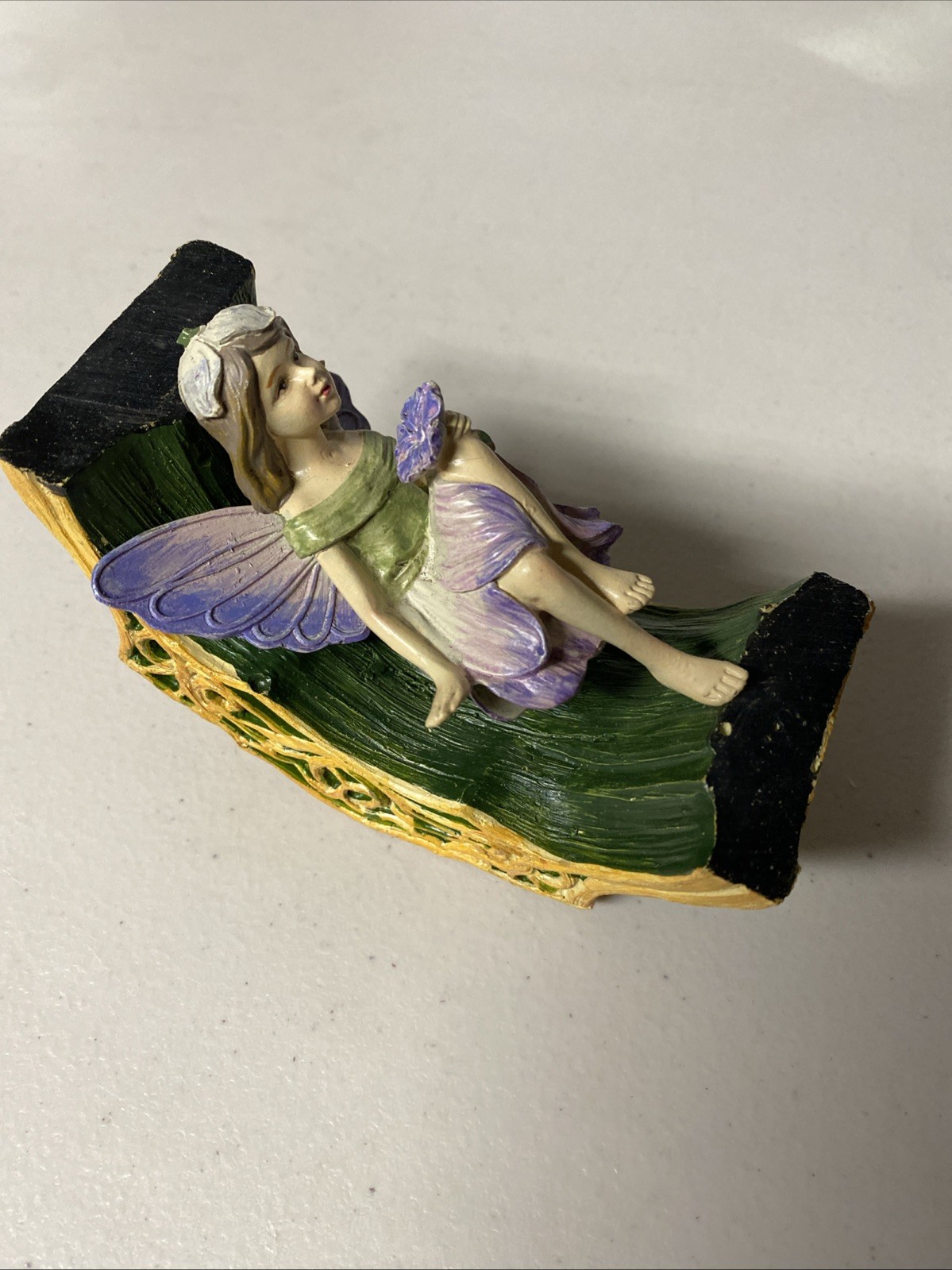 Woodland Fae Figurine with Tree log base