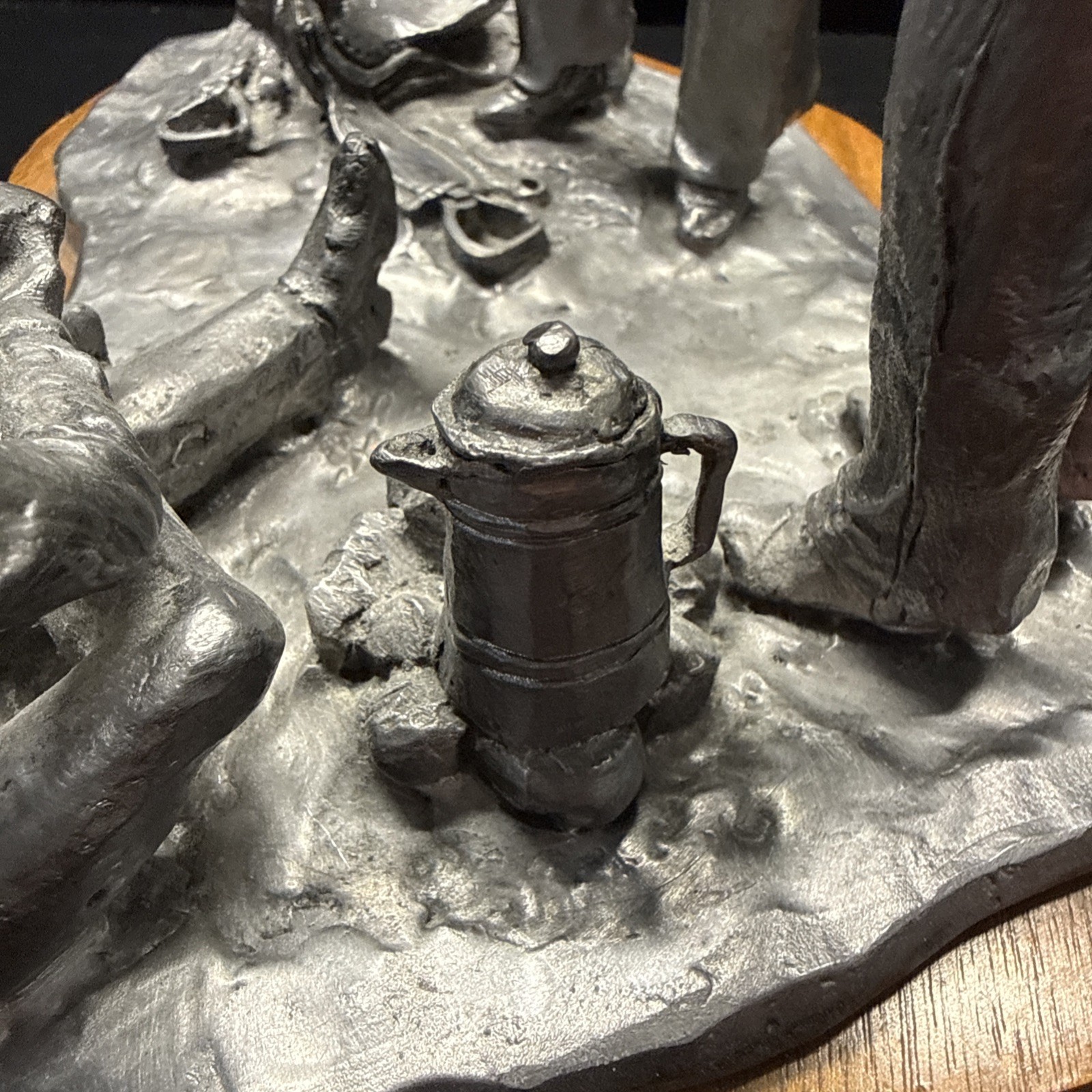 Michael Ricker RB Pewter Sculpture Campfire Cowboys Coffee Boots #330 Retired