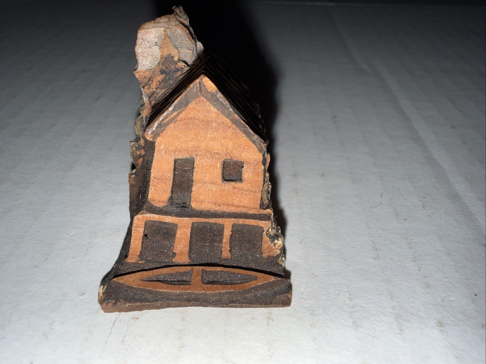 Pair Of Manaus Amazonas Carved Wood Bark Brazil Folk Art Buildings Free Shipping