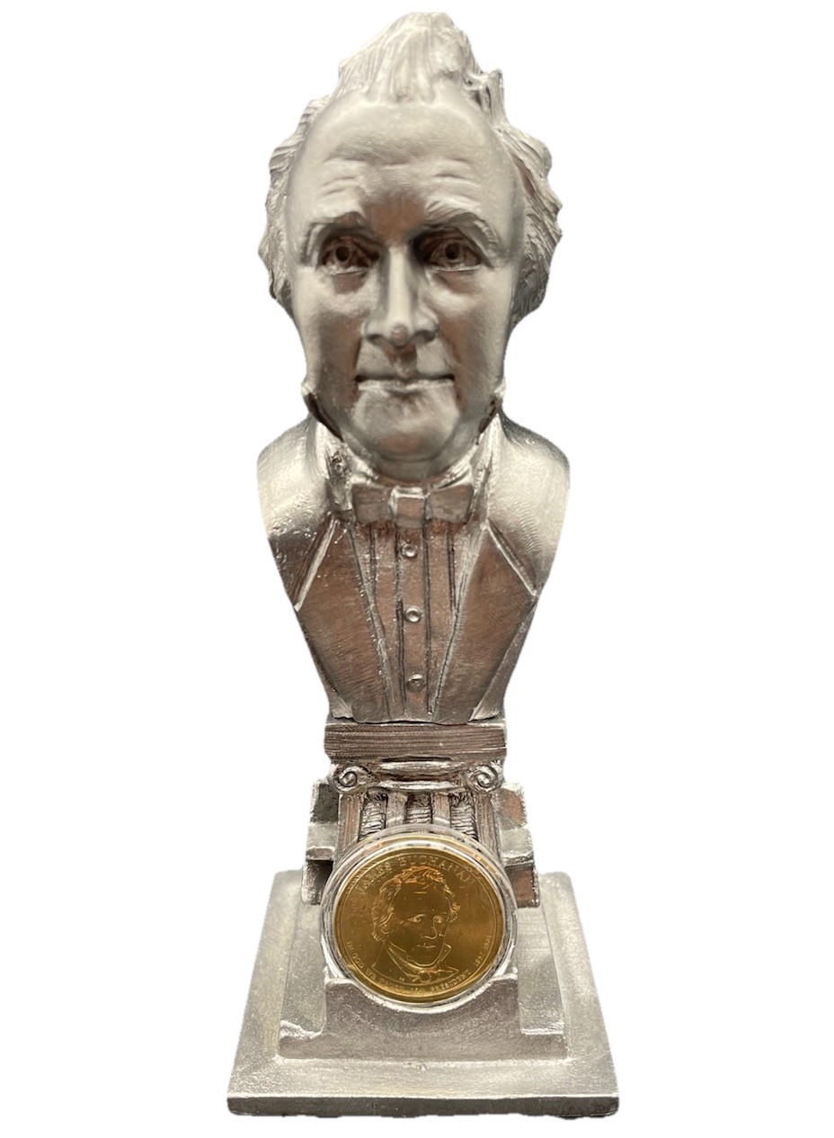 Michael Ricker Pewter President Bust Sculpture W/Coin James Buchanan 40/1500