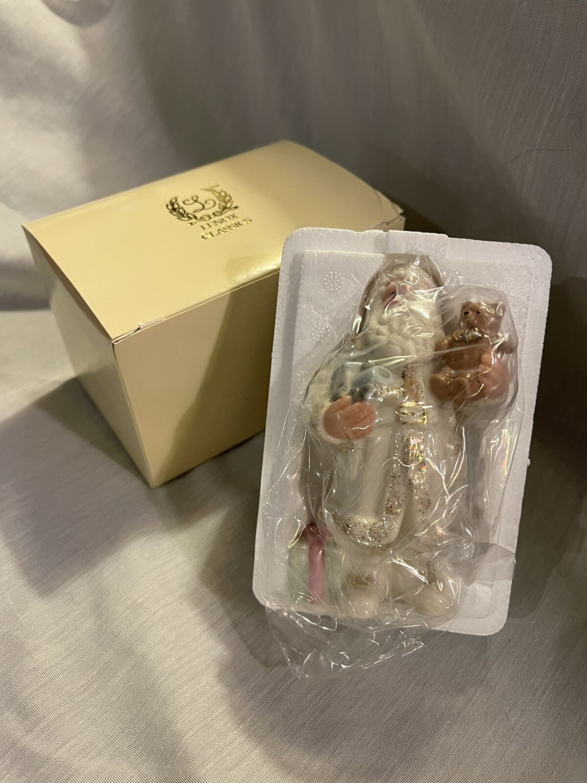 LENOX Classics Treasured Santa Collection Figurine w/ Train, Teddy Bear, gifts