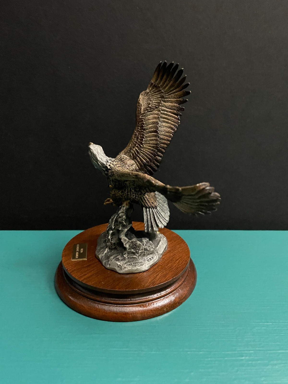 Chilmark Liberty Painted Pewter American Bald Eagle Flight Patriotic Art Statue