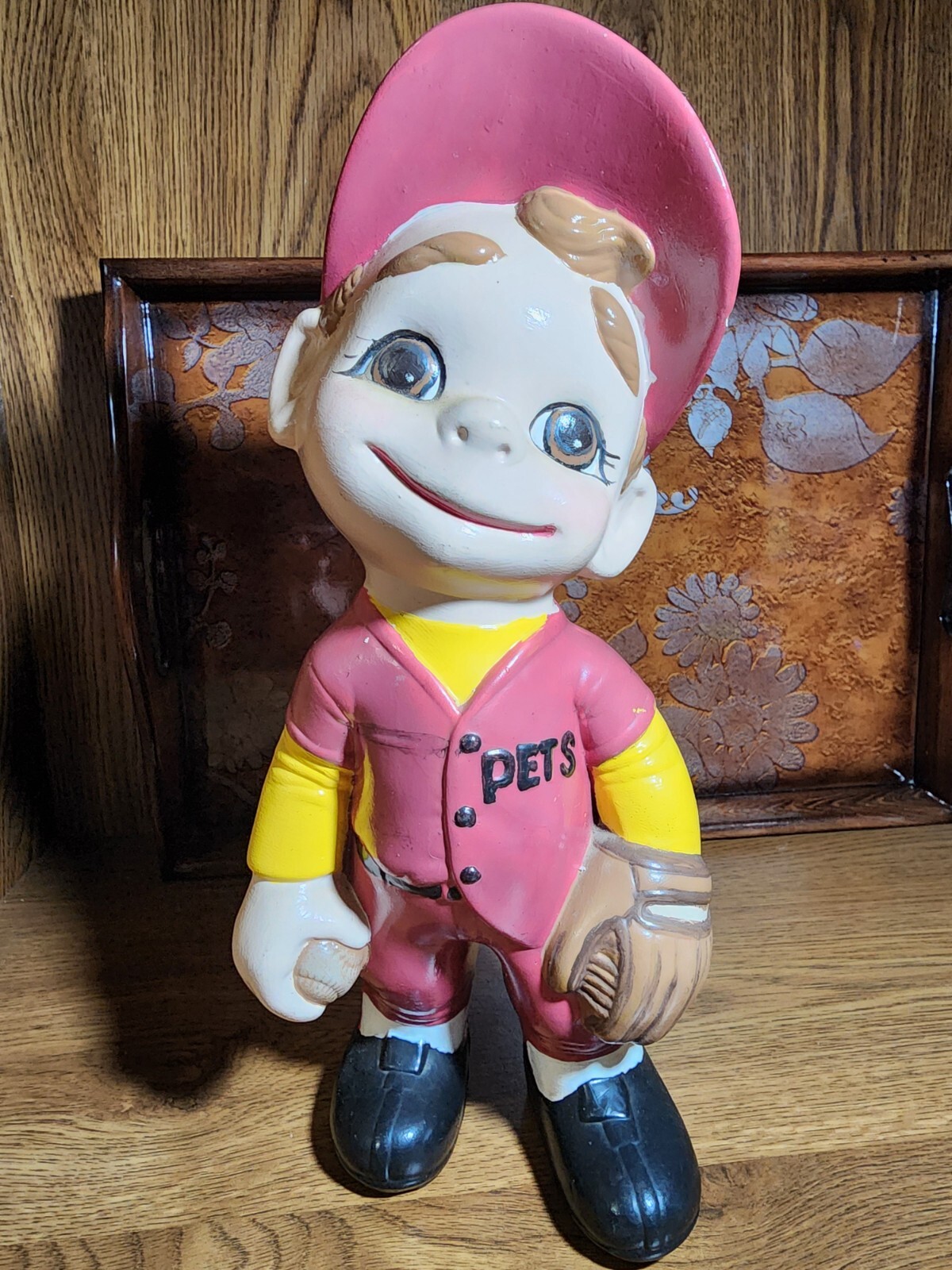 Vintage Smiley Boy Baseball Mold Figurine Pets Uniform