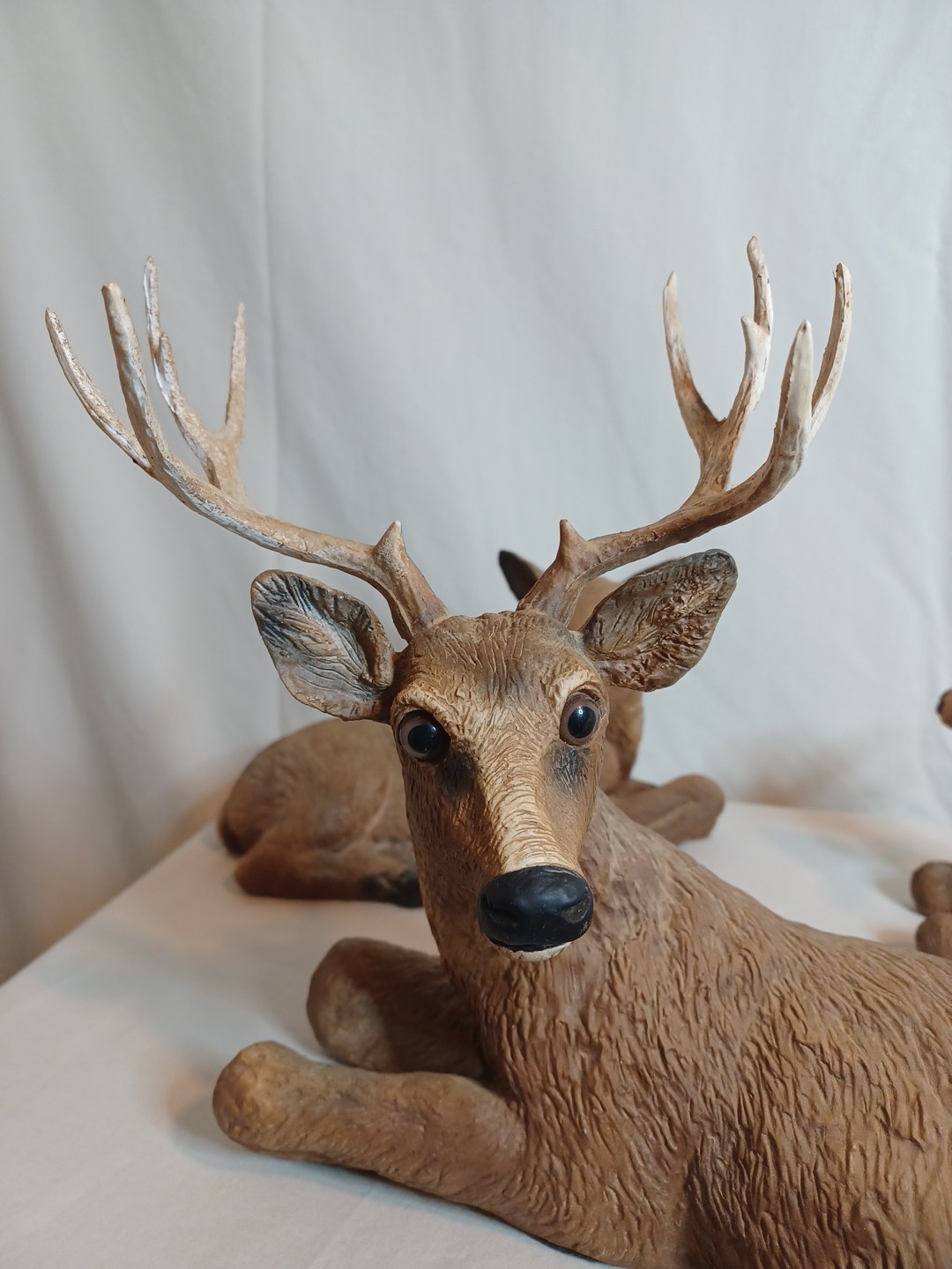 Vintage Homco Deer Family 1984 Buck Doe Fawn Resin Farmhouse Man Cave Cabin USA