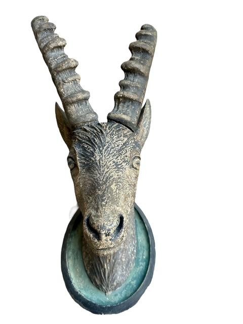 Black Forest Goat Head Steinbock Wood Carving Rare Find Deer Head