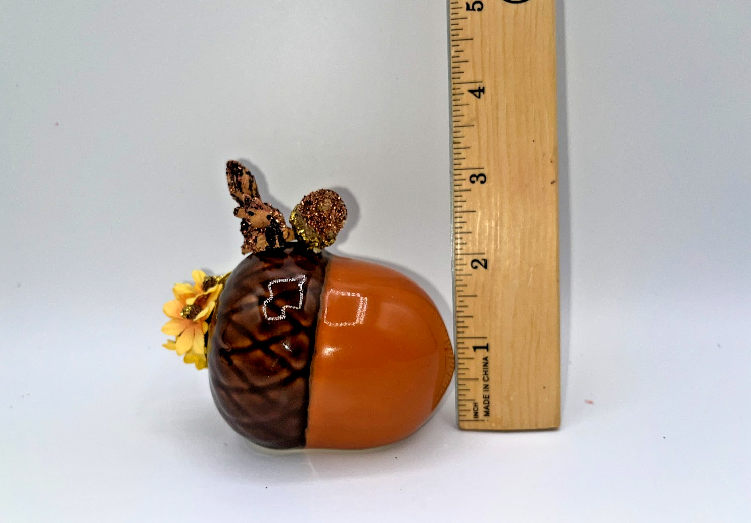 Vintage Ceramic Piece with Squirrel Eating An Acorn & mini mushroom flower OOAK