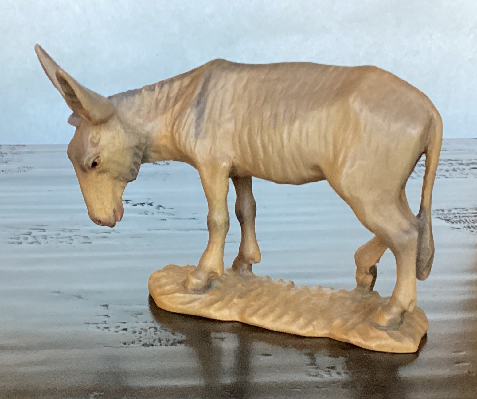 6″ SCALE ANRI VINTAGE KUOLT NATIVITY DONKEY WOOD CARVED FIGURINE ASS