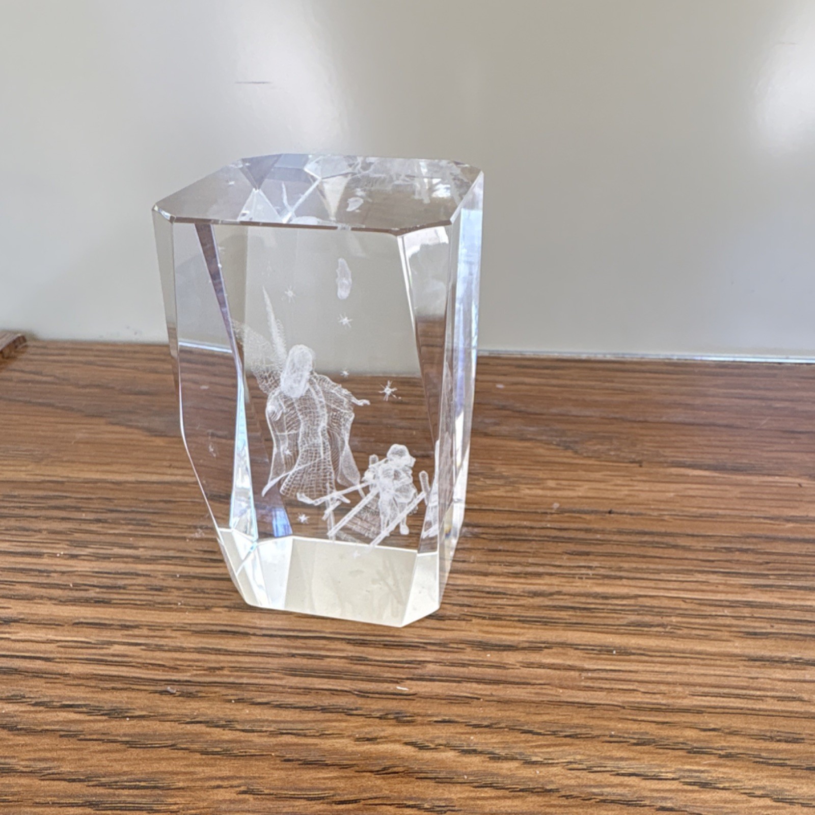 Crystal Angel Figurine Clear 3D Effect Glass Sculpture Decorative Adults Theme