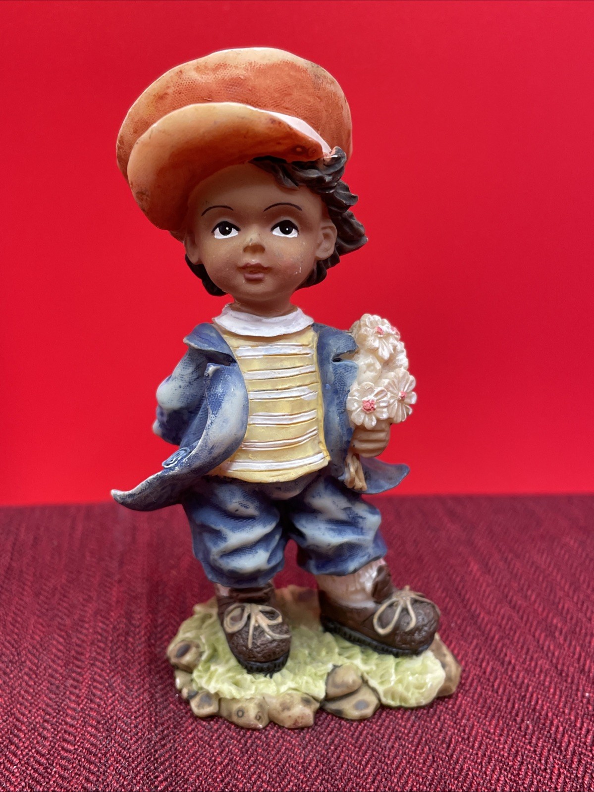 K’s Collection African American Black Young Boy On Date W Flowers Figure Hat