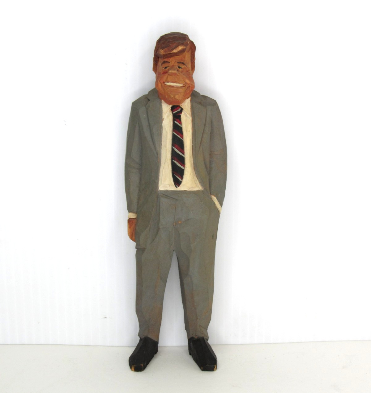 RARE Vtg GUNNARSSON Carved Wood President Kennedy JFK Signed Figure Sweden Art