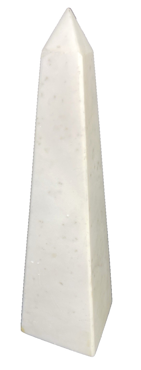 White Marble Alabaster Stone Obelisk Statue Pyramid Tower Monument – Small Chip