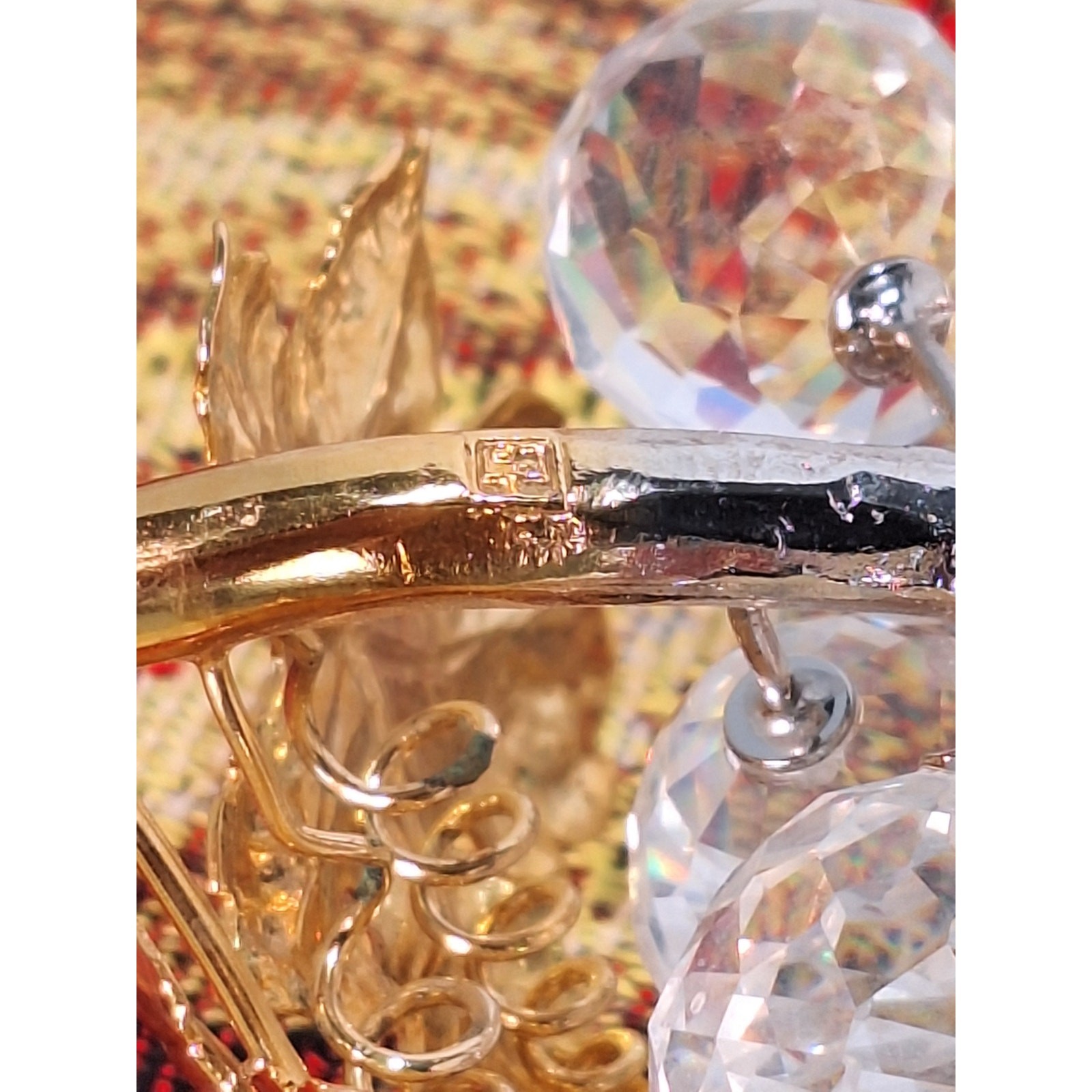 Swarovski Sparkling Fruit Crystal Grapes Figurine Rare SC Logo Gold Plated 6.5″
