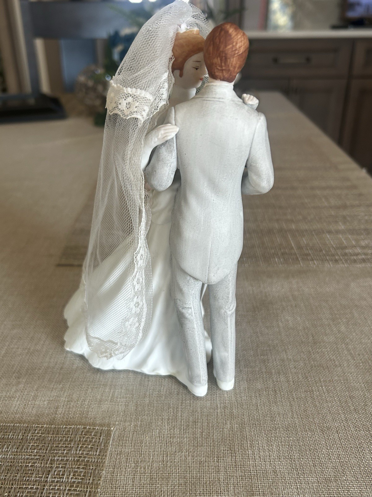 Enesco 1987 Bride Groom Porcelain/Glass Figurine/Cake Topper