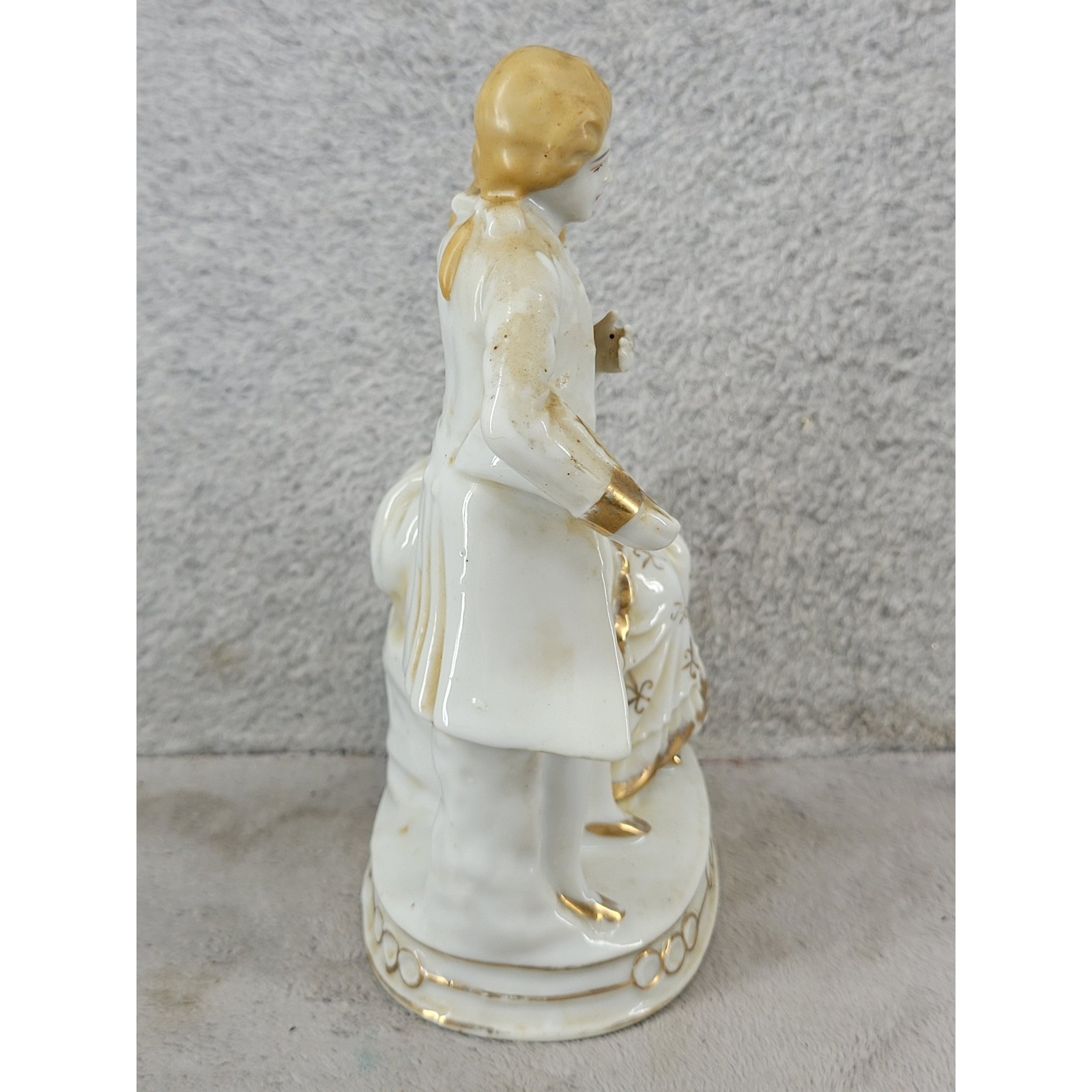 Vintage Porcelain Colonial Courting Couple Figurine Gold Trim Made in Japan 6″