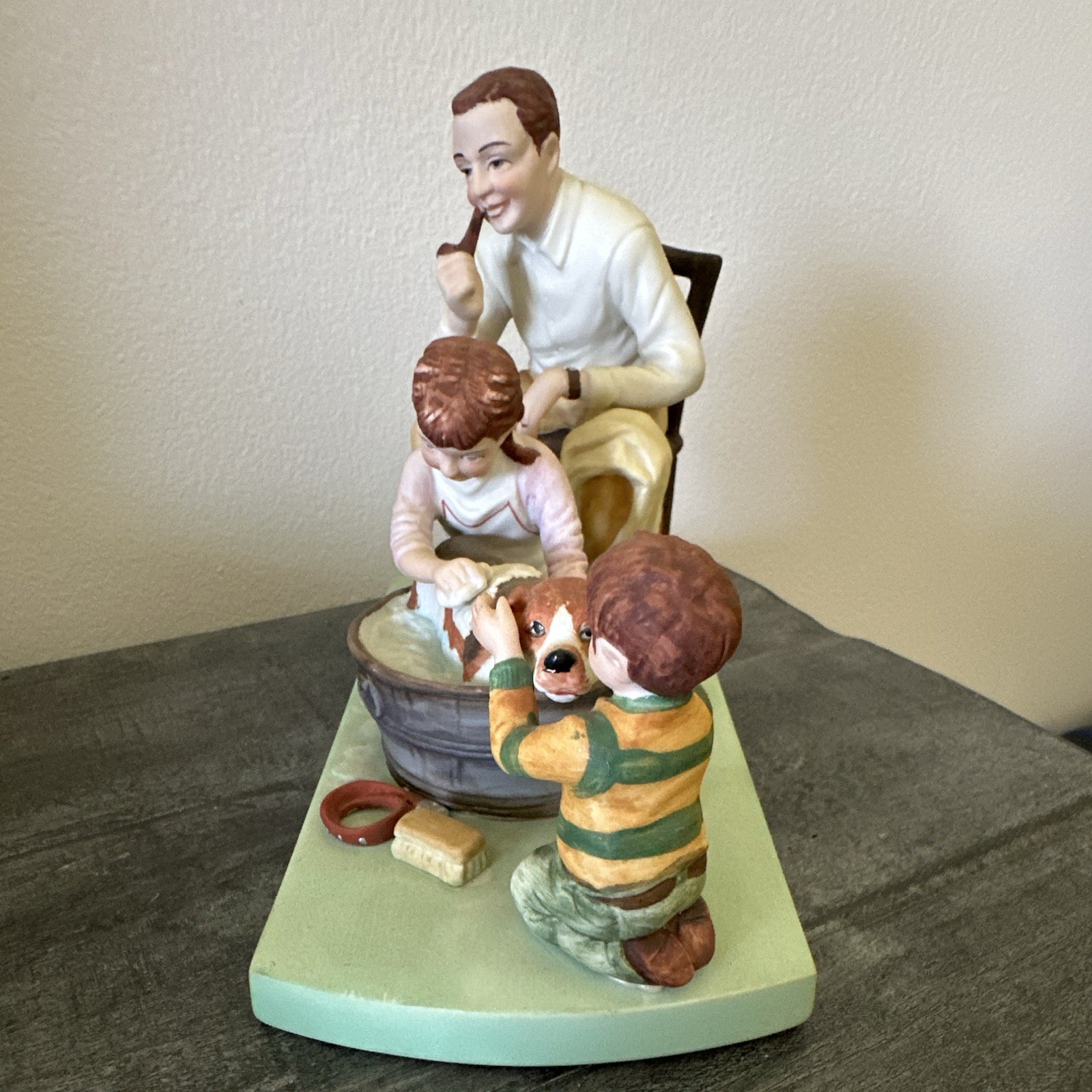 Norman Rockwell “Washing Our Dog” Painted Porcelain Figurine 5in 1981