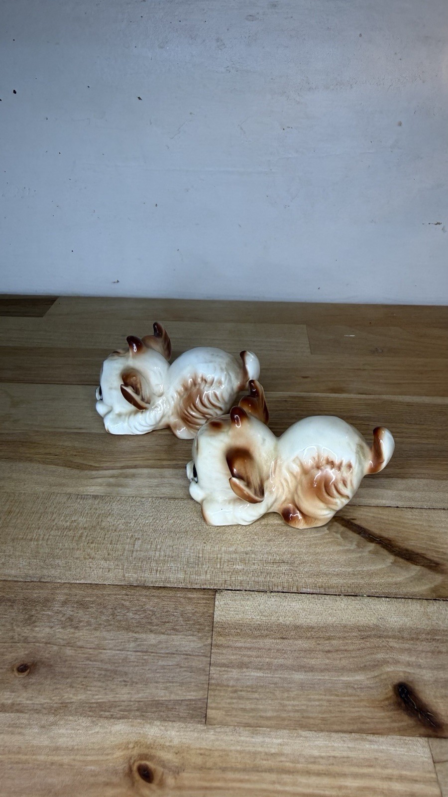 Vintage Hand Painted Ceramic puppy figurines