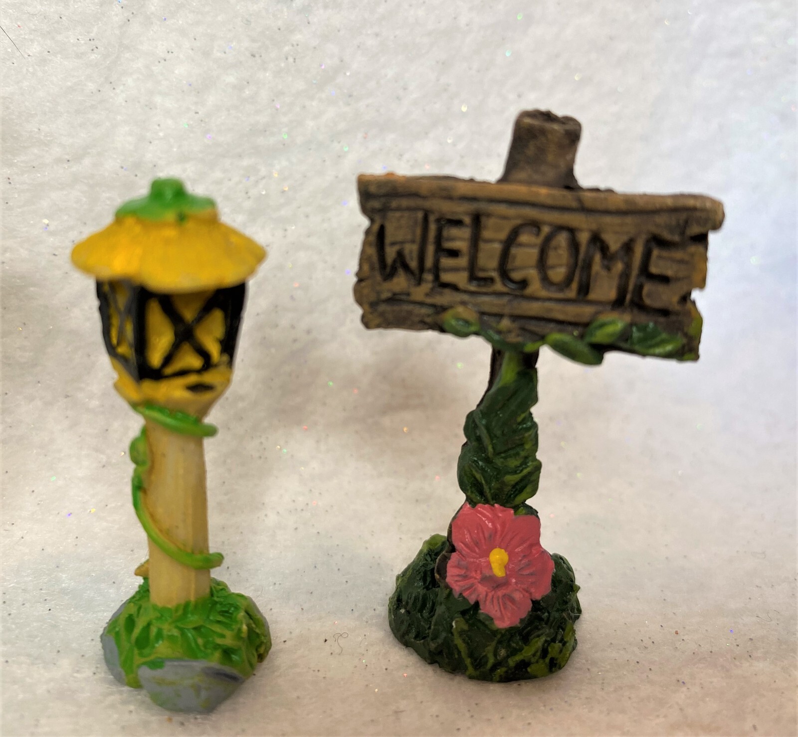 Fairy Garden Forest Miniatures 6PC Shoe House, Mailbox, Light, Water Wheel, Sign