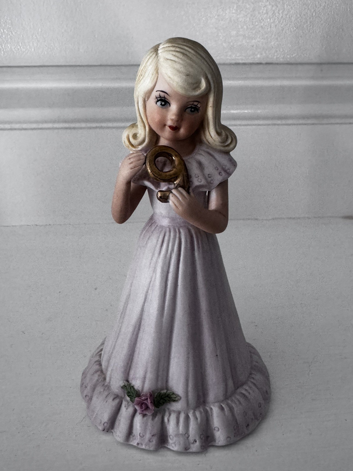 Vintage Enesco Growing Up Birthday Girls Age 9 Blonde Porcelain Cake Topper