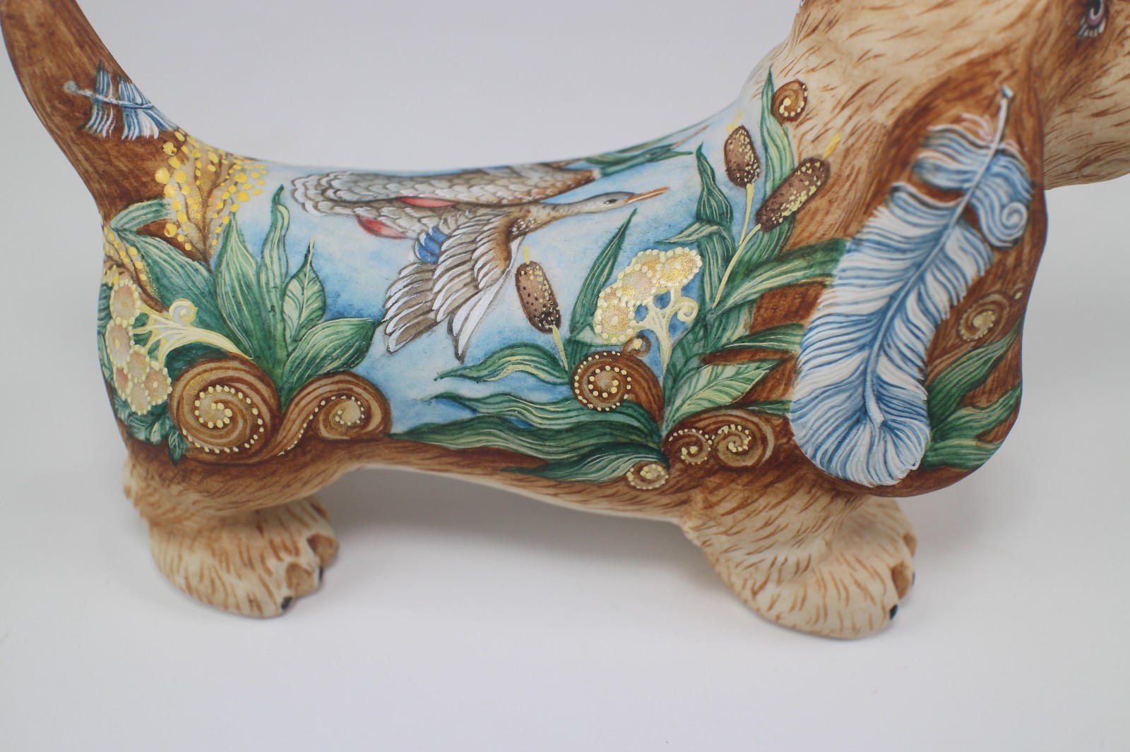 Signed Limited Limoges Porcelain Handmade Happyowl Ukraine Spaniel Dog Figure