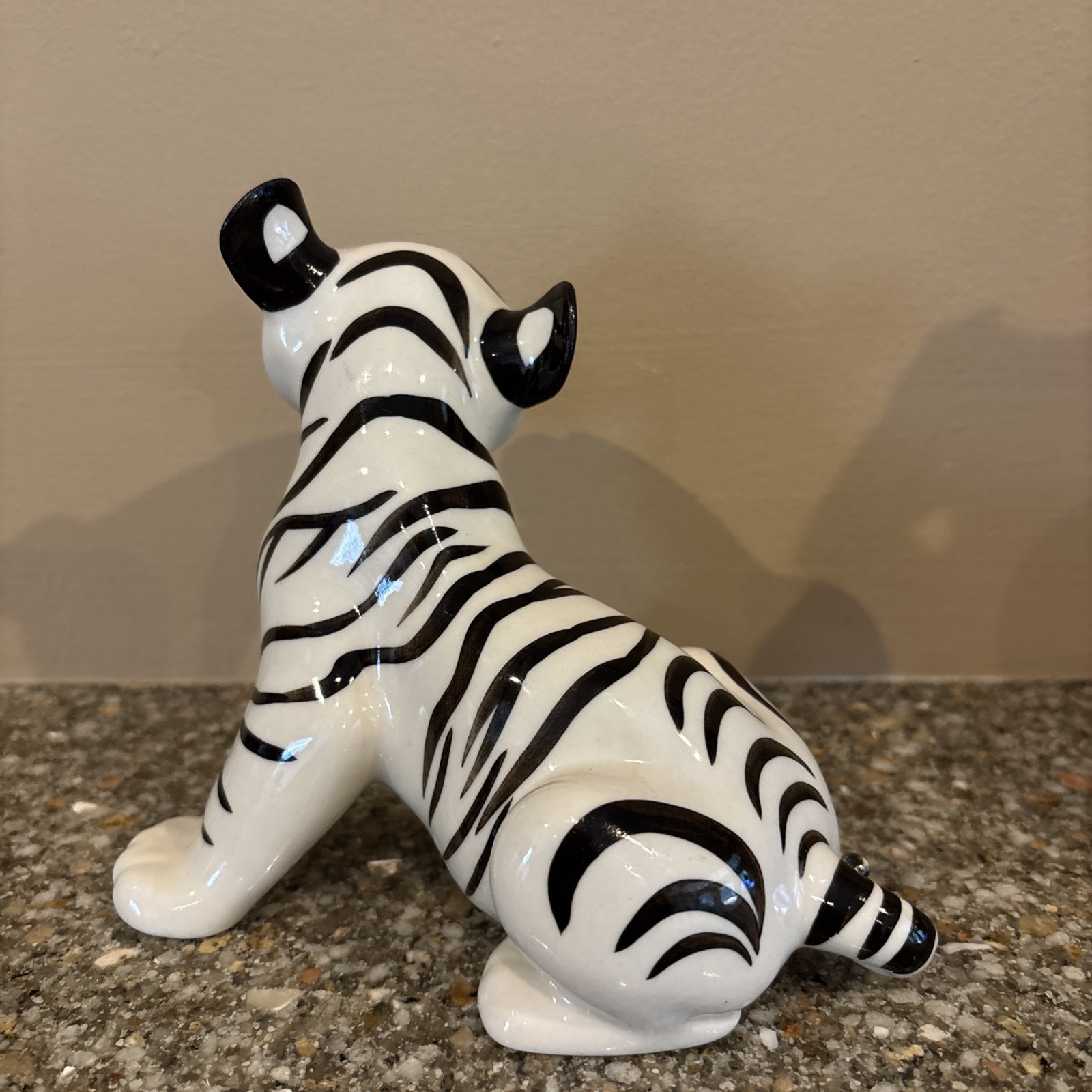 Lomonosov USSR Vintage Porcelain White Tiger Cub Figurine 5.5” inches