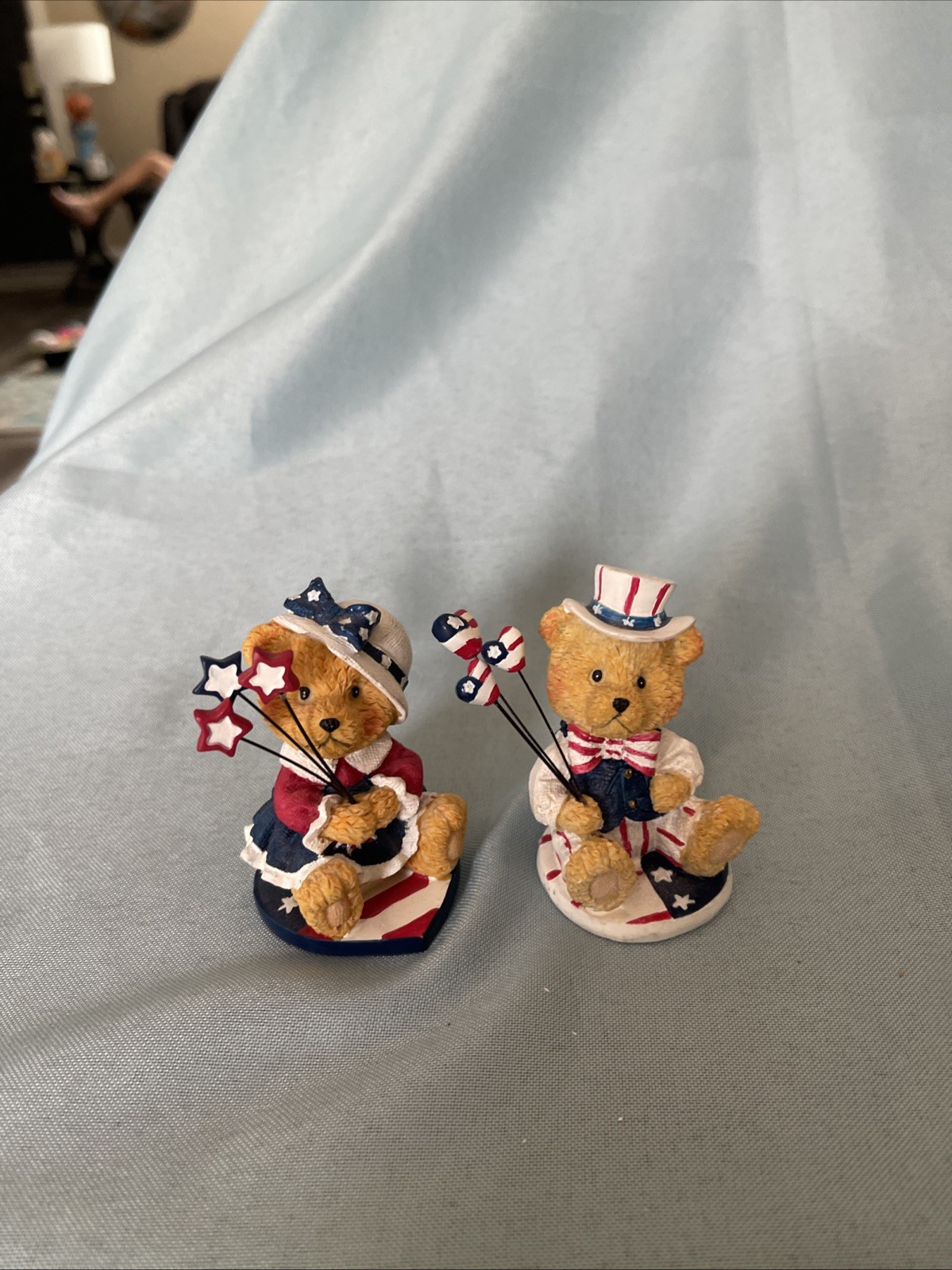 Patriotic Resin Set Of Bears Boy And Girl