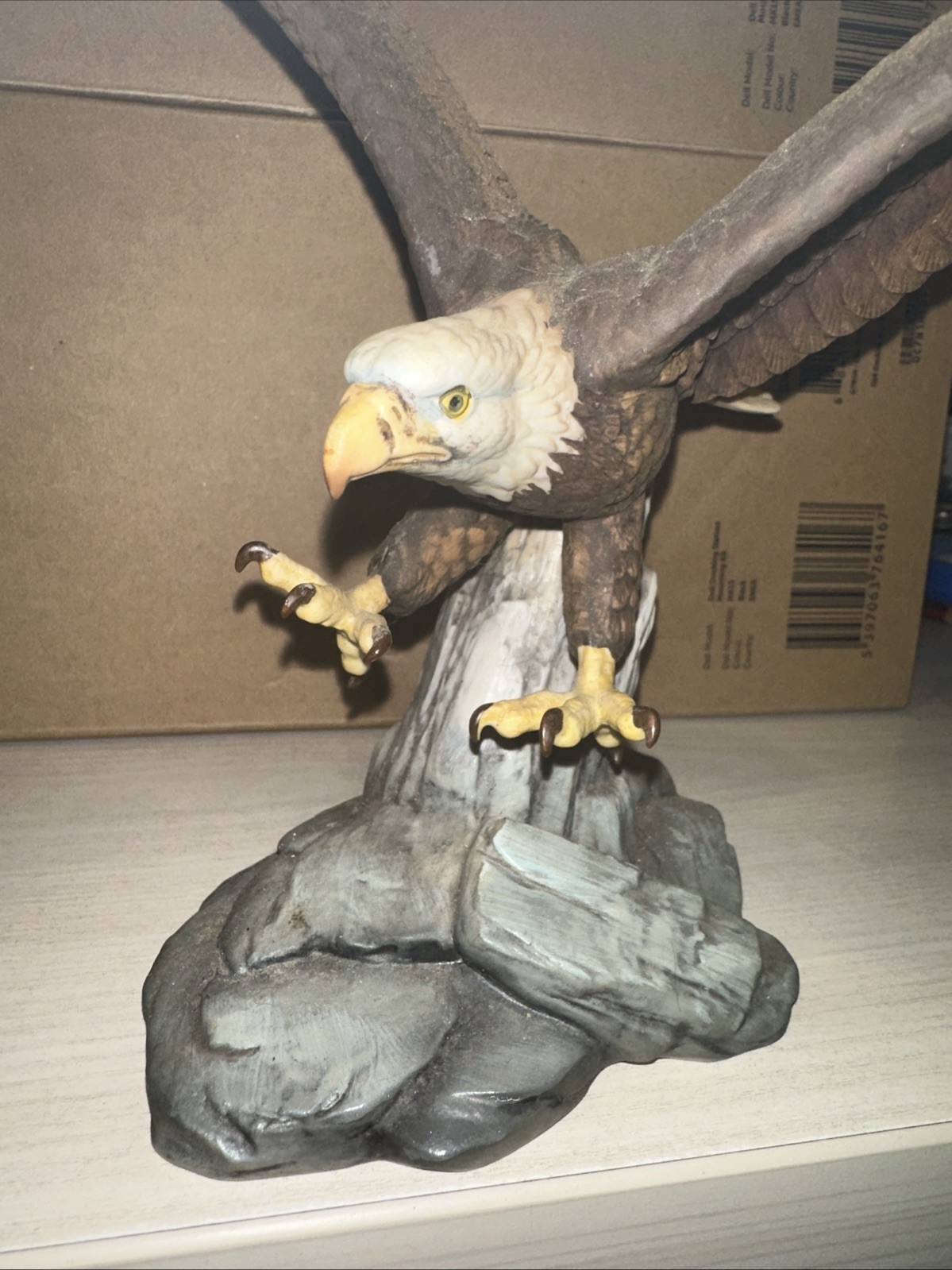 Vintage 1983 Andrea by Sadek Bald Eagle Porcelain 10” Figurine #6955 Statue Desk